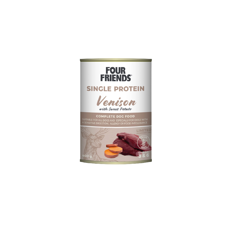 FOURFRIENDS SINGLE PROTEIN  HIRV & MAGUSKARTUL 400G koerakonserv