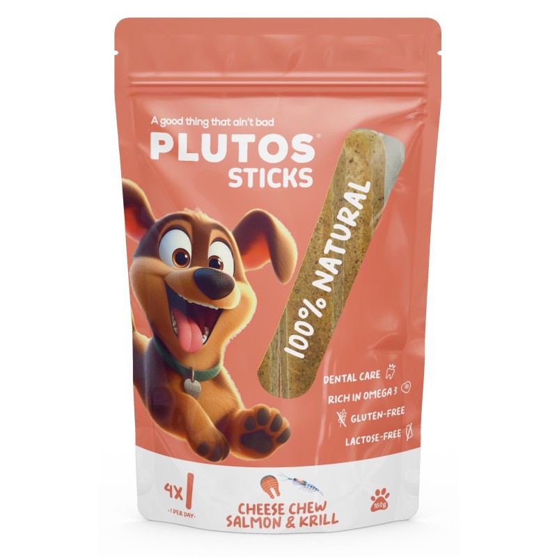 PLUTOS CHEESE CHEWING STICK WITH SALMON AND KRILL N4 200G