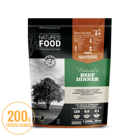 NATURE'S FOOD NAUDANLIHA-ATERIA - Naudan- ja kananhampurilaiset tuoreilla munilla ja kefiirillä - 1 kg